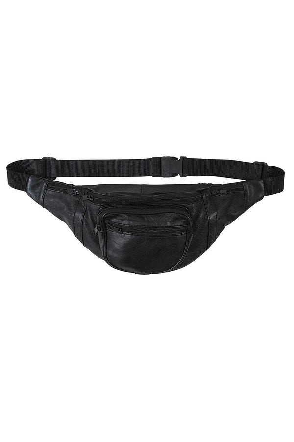Real Nappa Leather Black Bum Bag Men and Women Unisex - London Leathers Direct